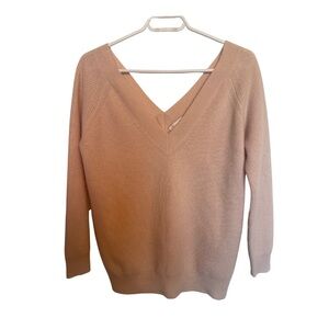 Minnie Rose 100% Cashmere Oversized Sweater Preppy office wear lightweight vneck